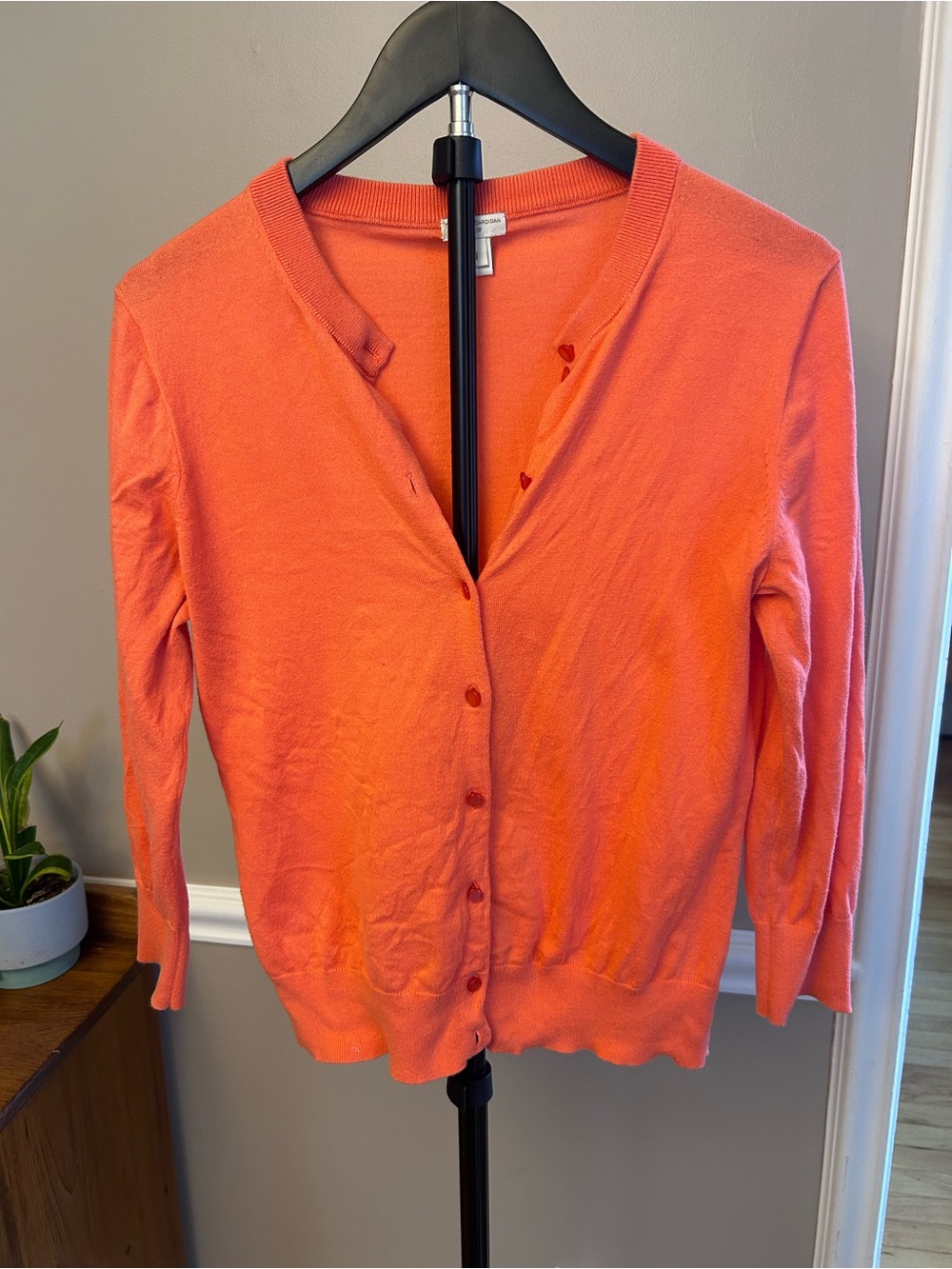 J. Crew Coral Button-Front Cardigan Sweater